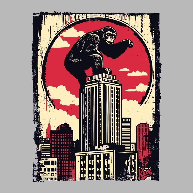 Funny chimpanzee climbs skyscraper