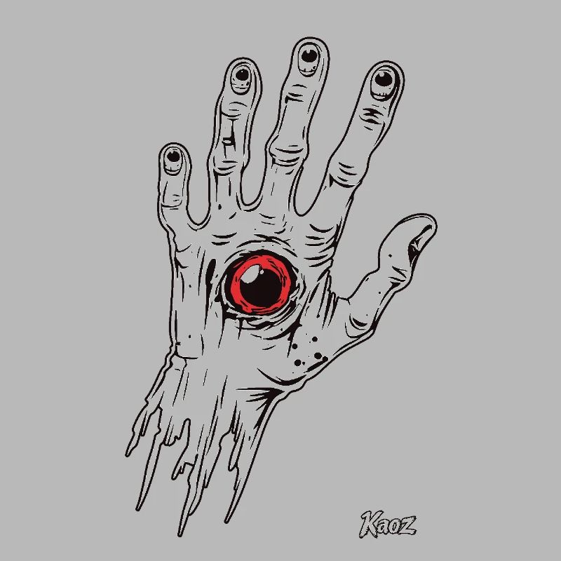 Main de zombie blanc avec œil