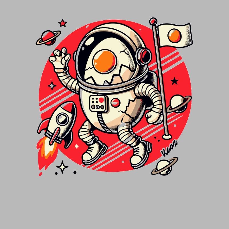 Oeuf d’astronaute avec fusée dans l’espace avec planète