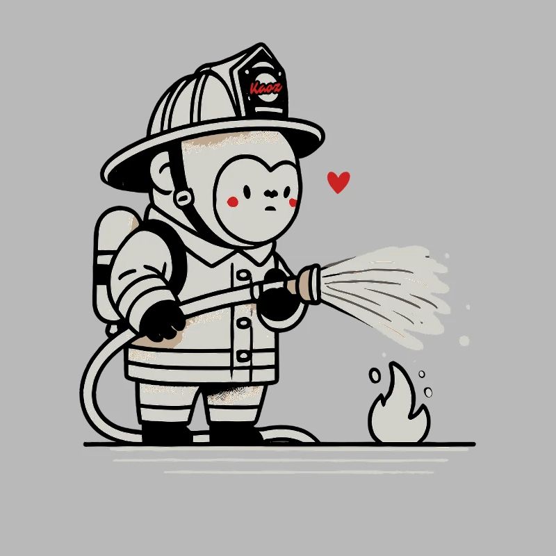 Little gorilla firefighter