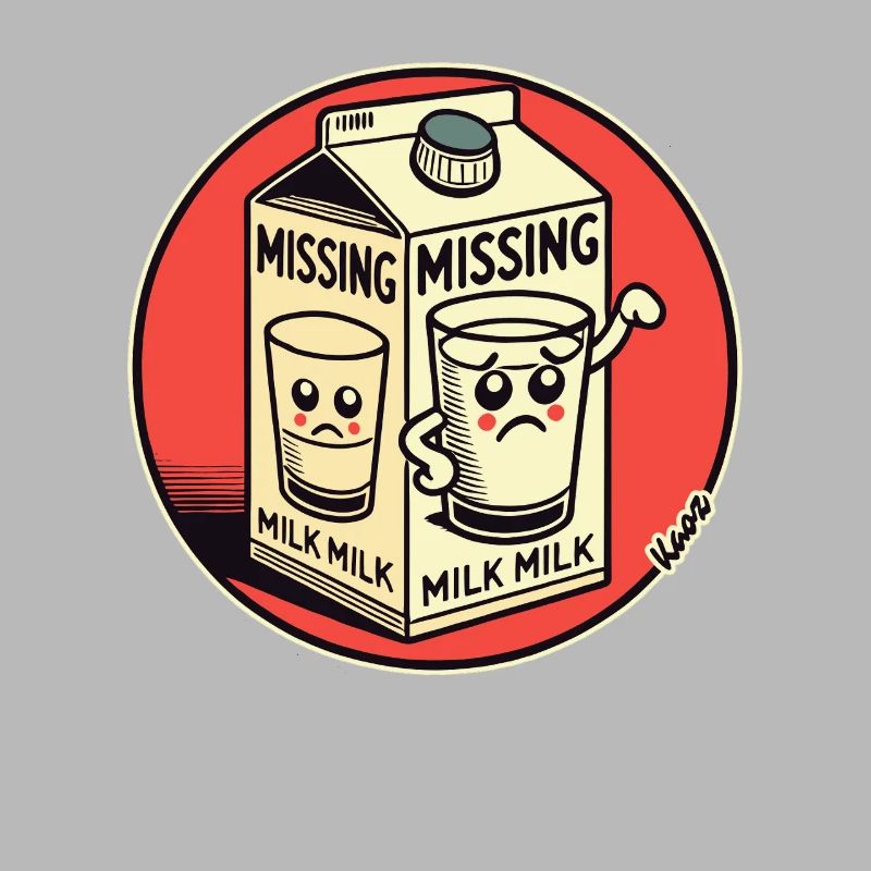 Funny Cartoon Design: Missing Milk