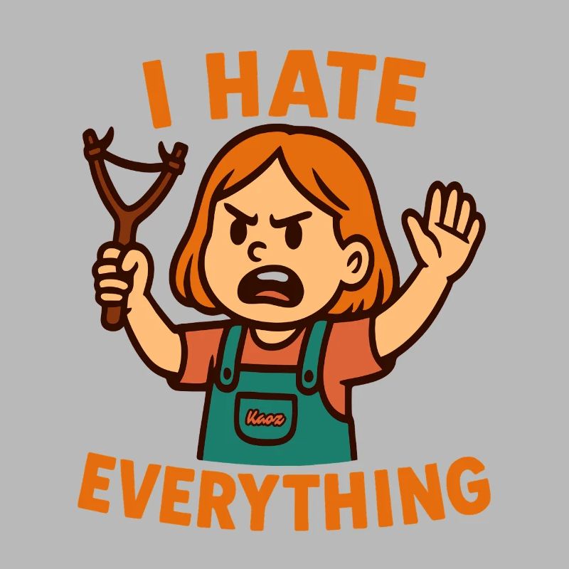 I hate everything – Angry child with a slingshot