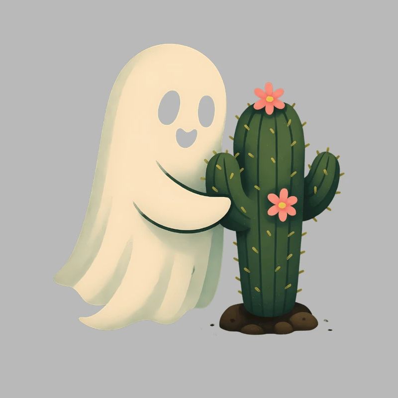 Cactus Friend Ghost Hugging Cactus