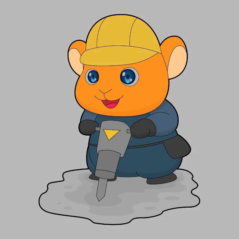 Hamster Construction Worker Jackhammer Construction Site