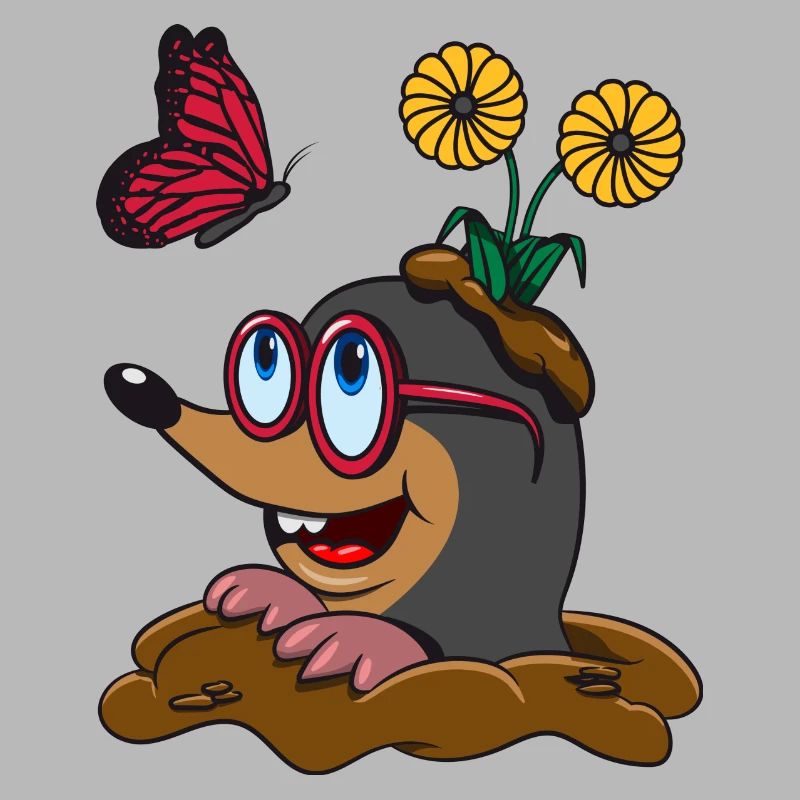 Mole earth mole huegel funny butterfly