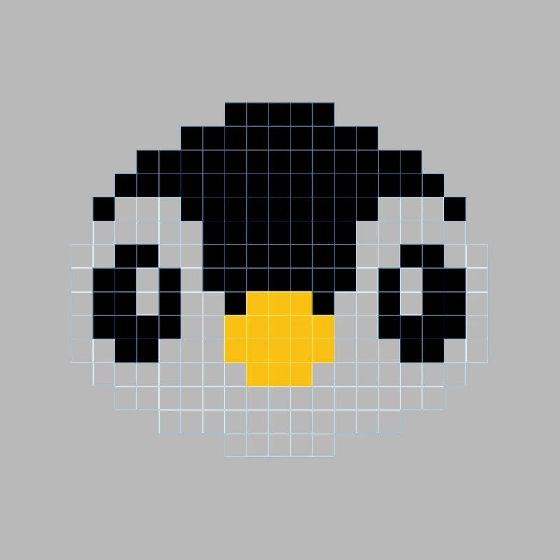 Pixelated penguin head