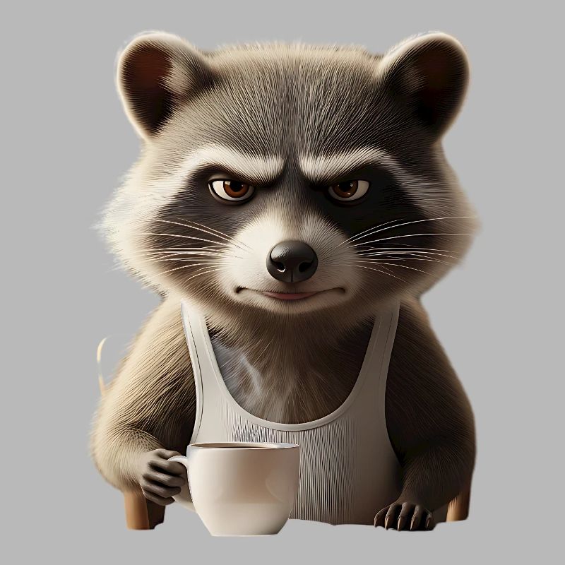 Grumpy Waschbär mit Kaffee – Morgenmuffel Design