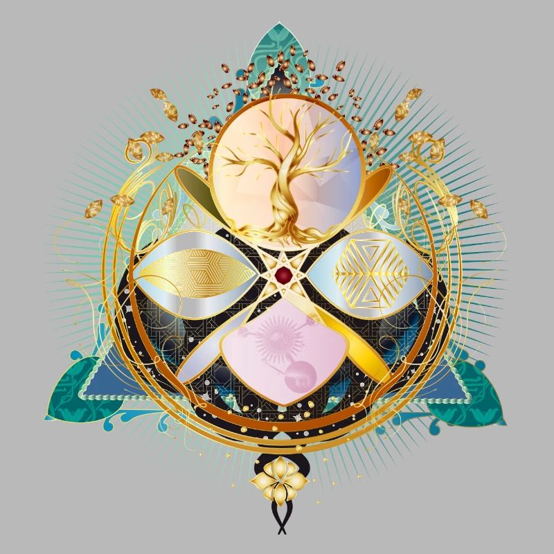 Amulet with golden tree and nature elements