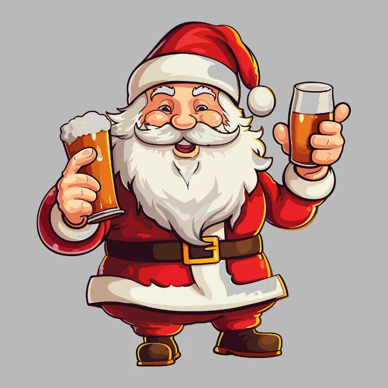 Weihnachtsmann Bier Alkohol Prost Glühwein Schnaps