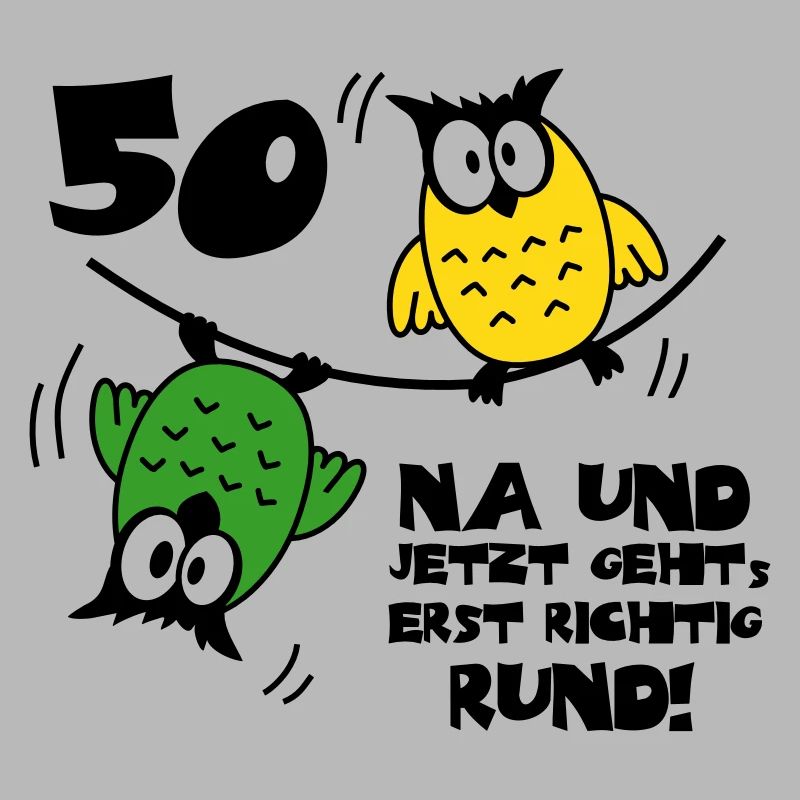 Geburtstag 50, Eulen am Drahtseil, rund