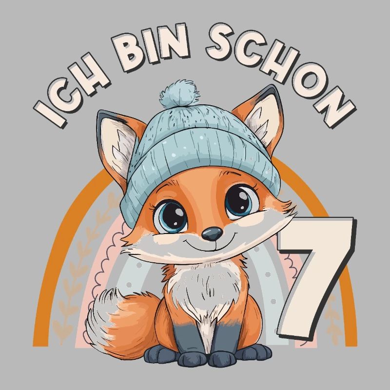 7th Birthday Fox Rainbow Cute Cute