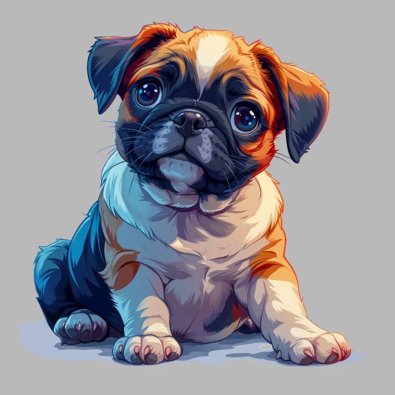 Mops Welpen sitzend