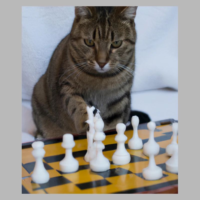 Le chat joue aux échecs