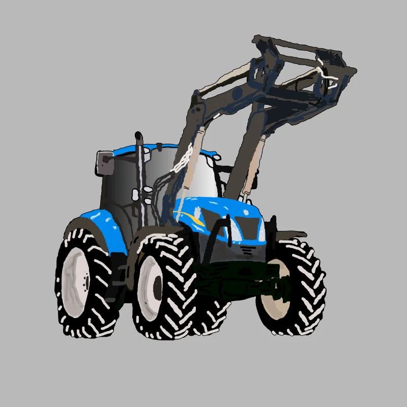 Blauer Traktor mit Frontlader