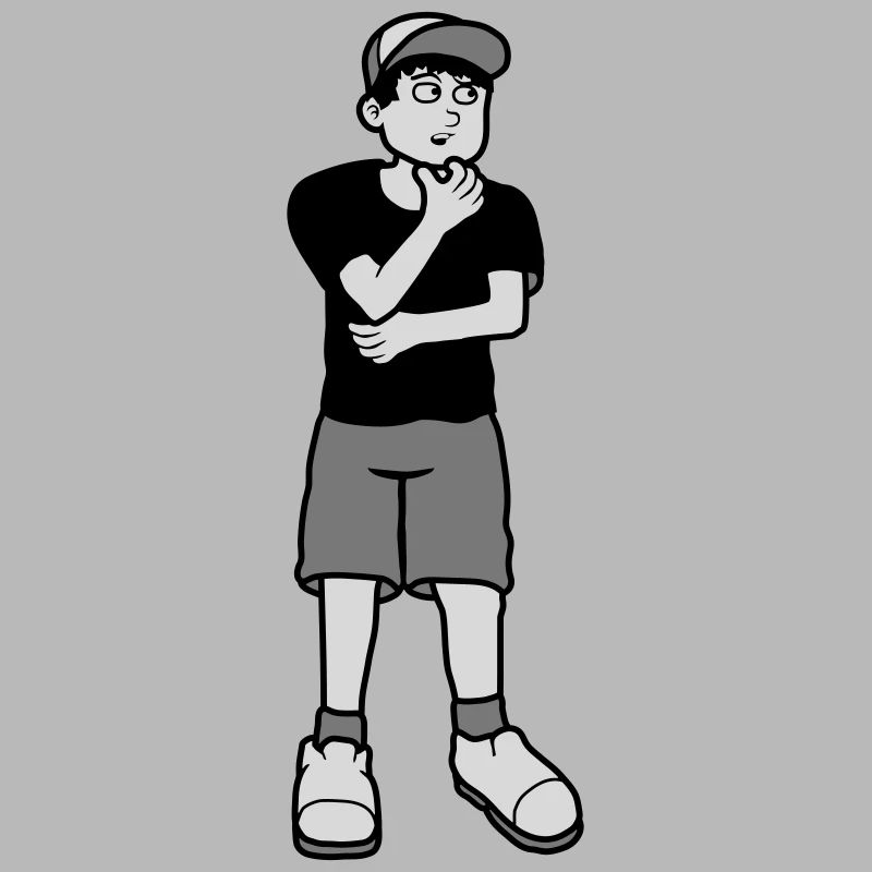 Boy considers pose