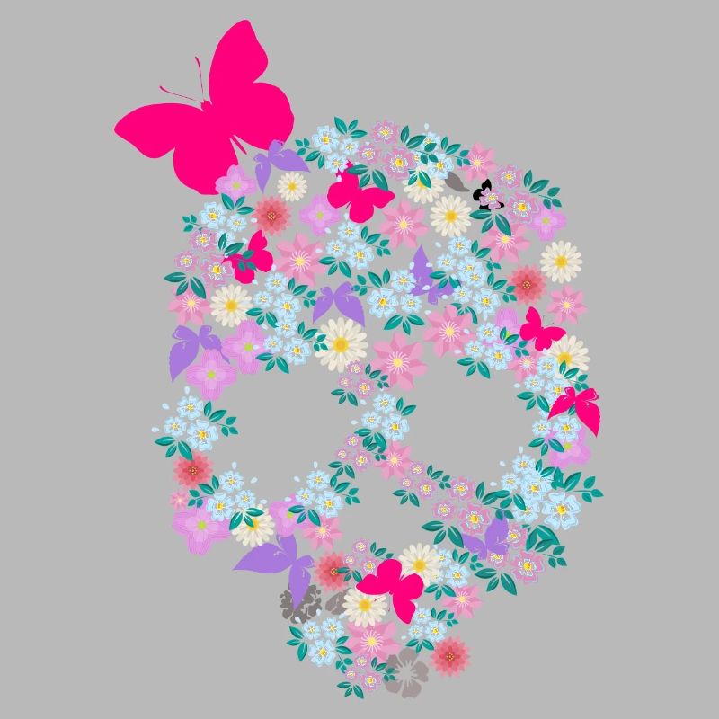 Crâne de crâne de crâne avec papillon à fleurs