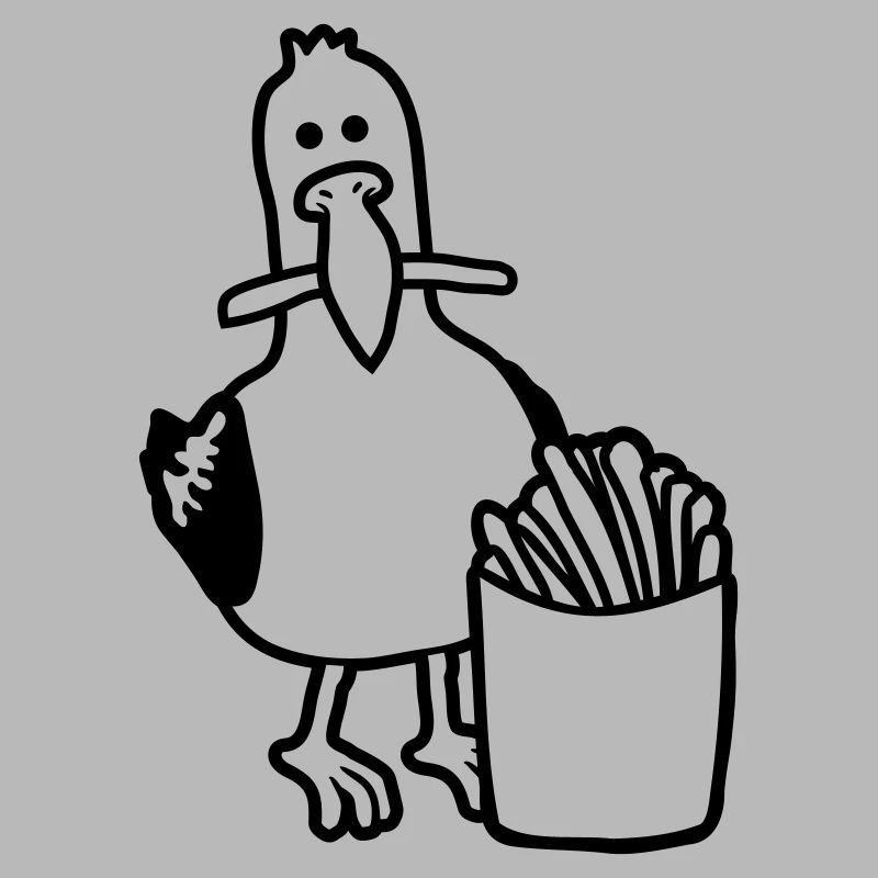 Frites volées mouette heureuse