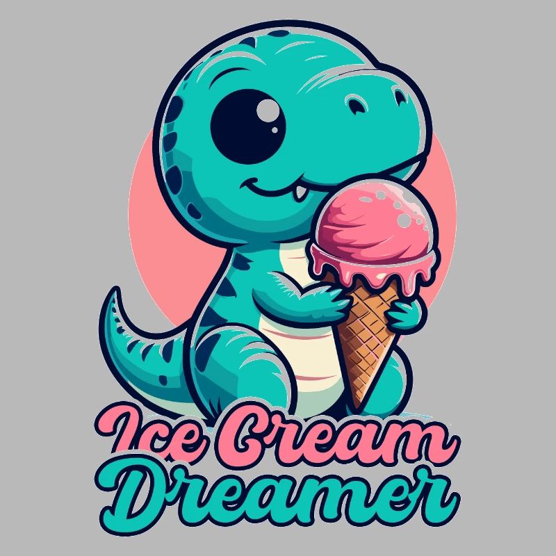 Eiscreme Träumer süßer T-Rex mit Eis Geschenk