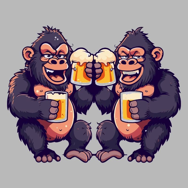 Gorilla Comic Bier Lustig Saufen