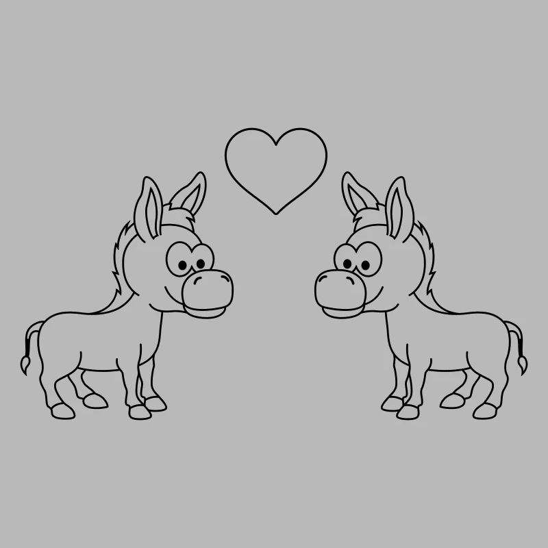 Esel Comic Paar liebe