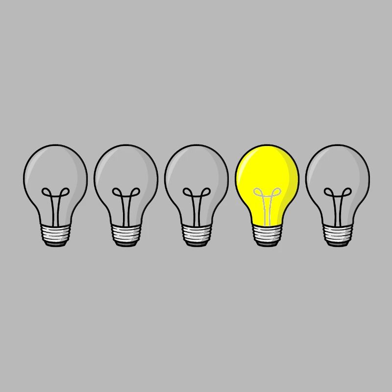 5 light bulbs - light on
