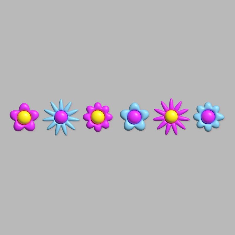 Fleurs en fleurs en rangée 3D