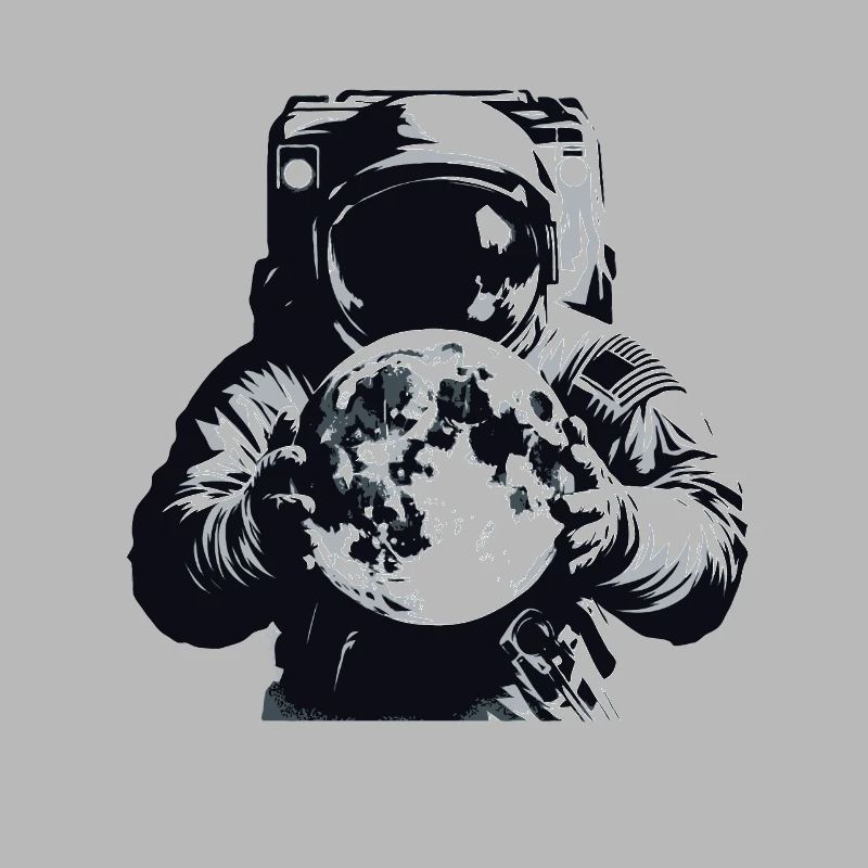 Un astronaute tient la lune dans ses mains Spaceman