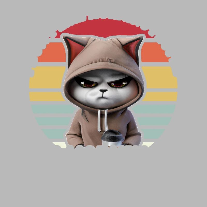 Cat drinks coffee Morning grouch