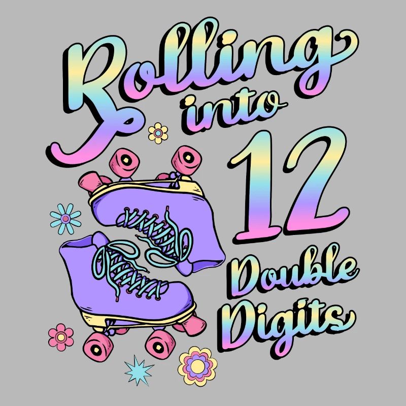 Rolling Into 12 Double Digits Floral Skaters 12.