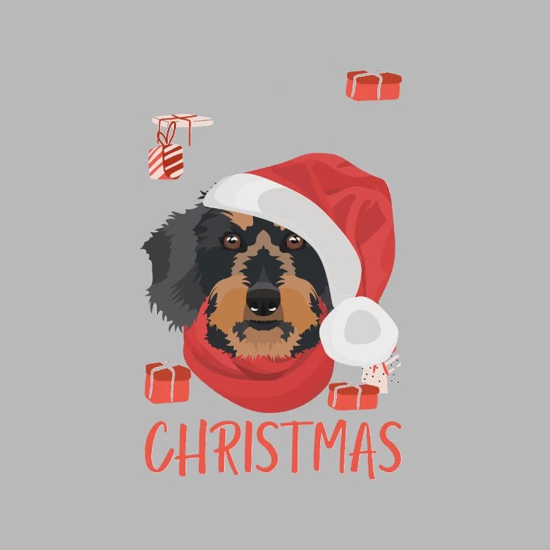 Teckel à poil dur Joyeux Noël