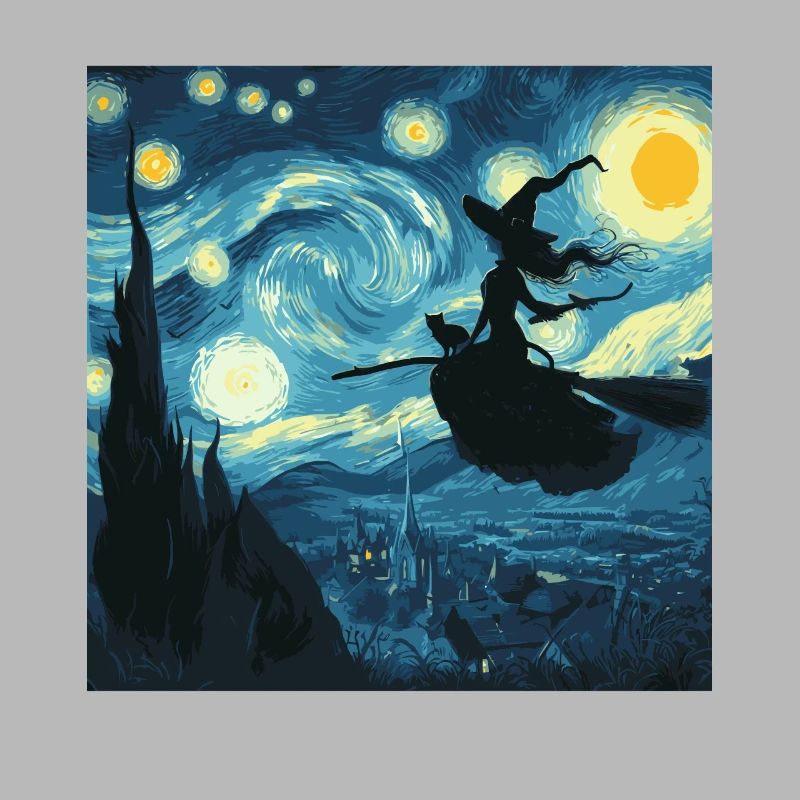 Halloween Witch Starry Night
