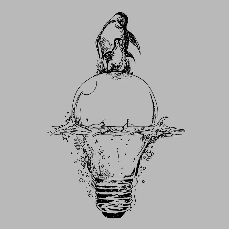 Penguin on lightbulb