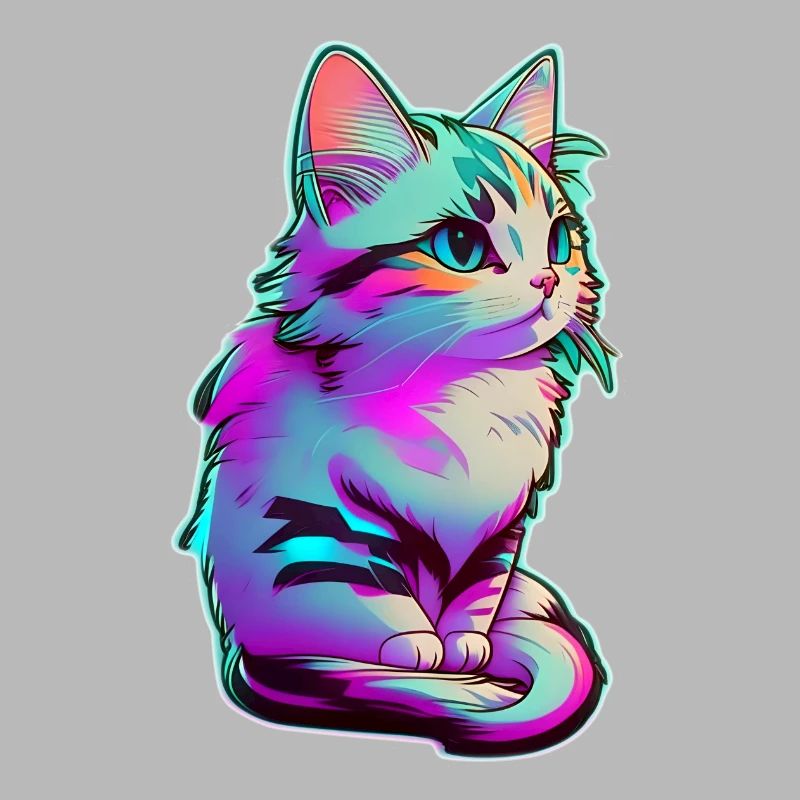 petit chaton eclairage néon - chat mignon