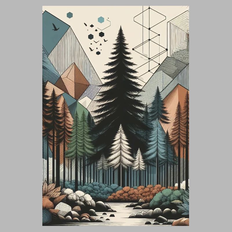 Abstract Enchanted Forest Magic and Geometry Unite