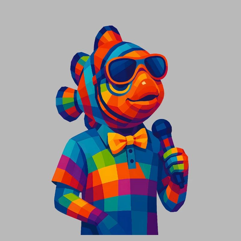 WPAP Polygon Style Animals - Poisson-clown avec nœud papillon