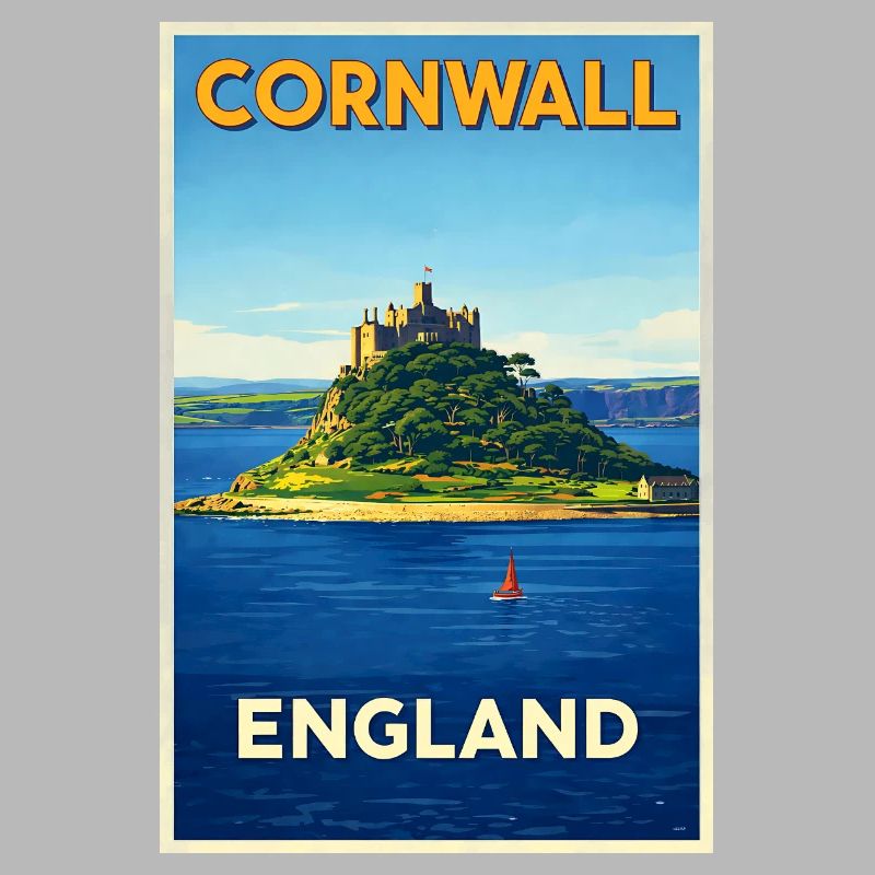 Cornwall England – Affiche de voyage rétro