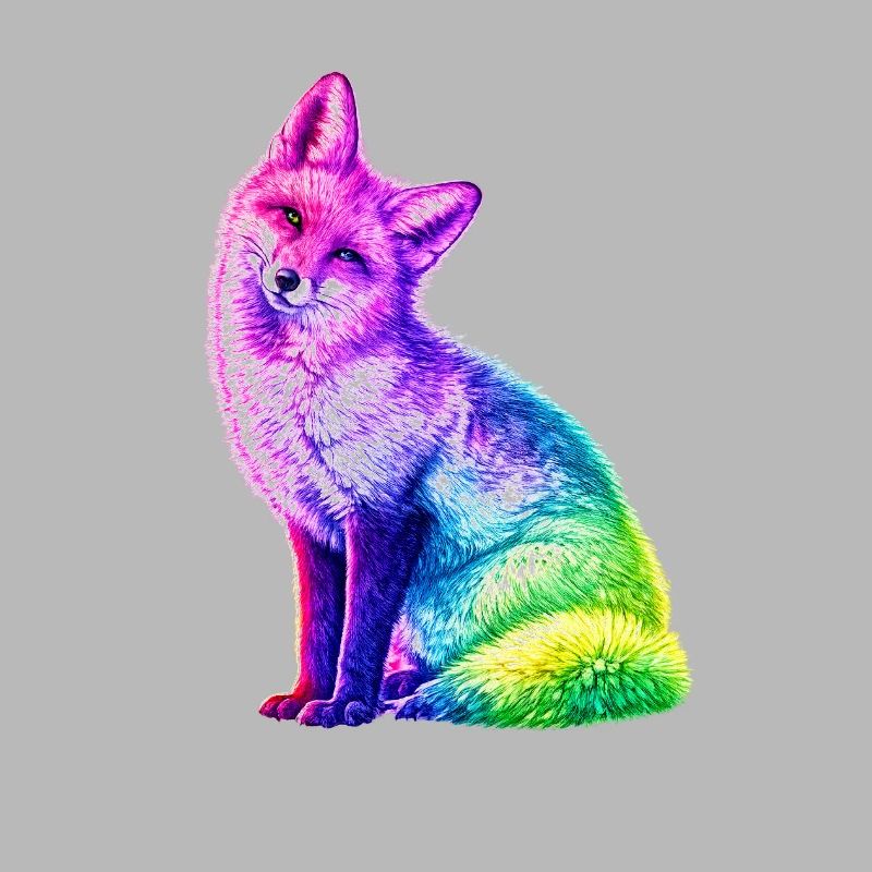 Rainbow Fox Color Art