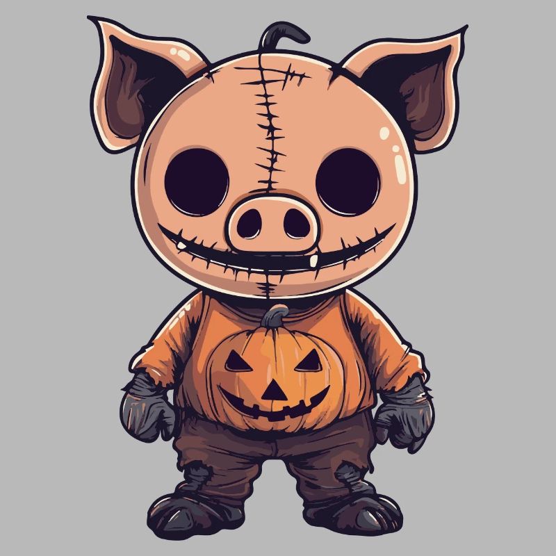 Pig Halloween Comic Funny