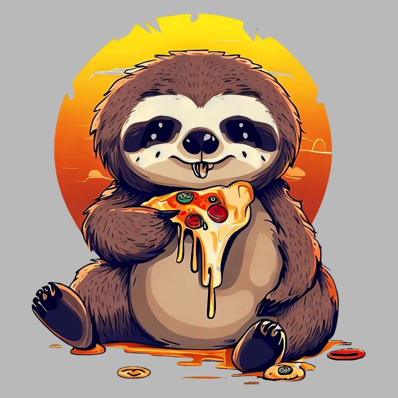 Pizza sloth in the sunset