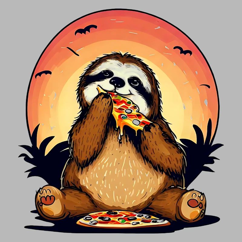Pizza sloth in the sunset