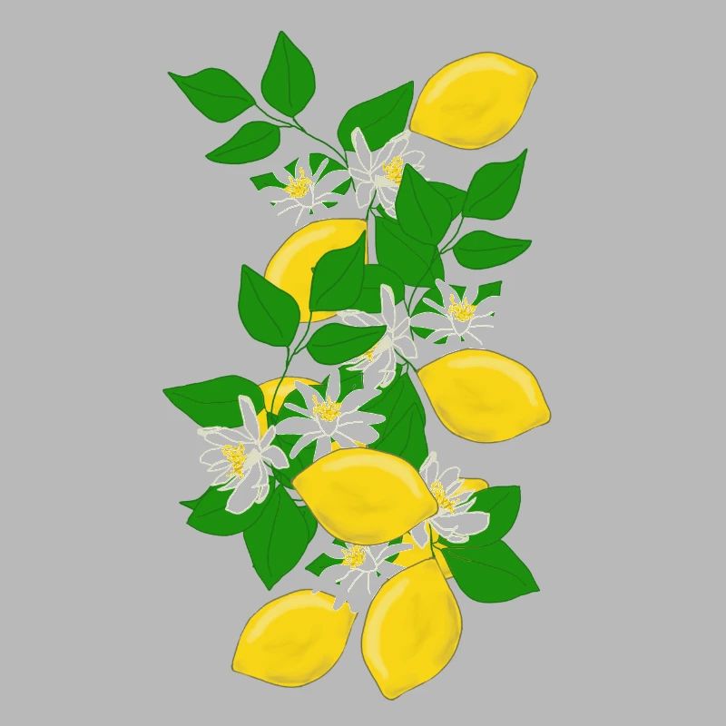 Citrons, branches, fleurs
