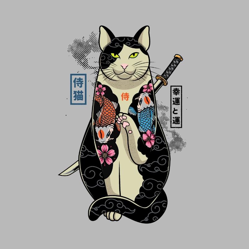 samurai cat - maneki neko