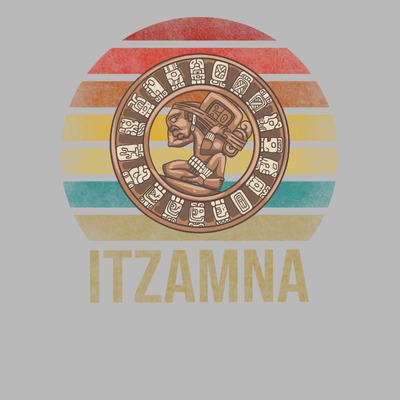 Mayan Calender Maya Itzamna Retro Sunset