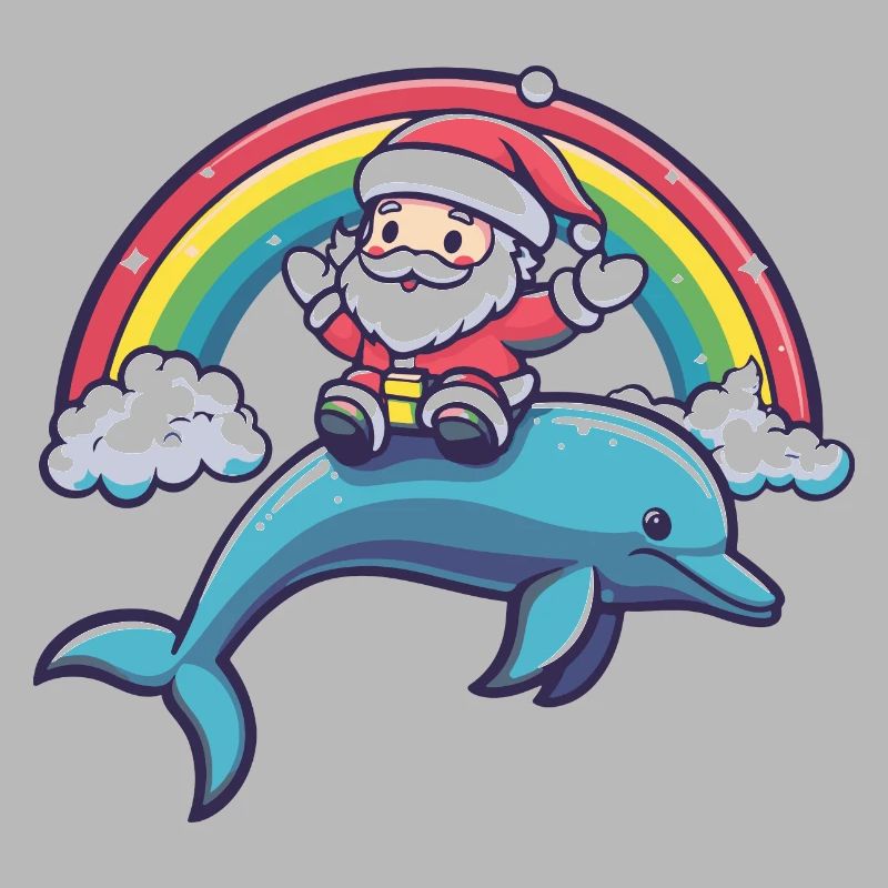 Delfin Weihnachtsmann Regenbogen