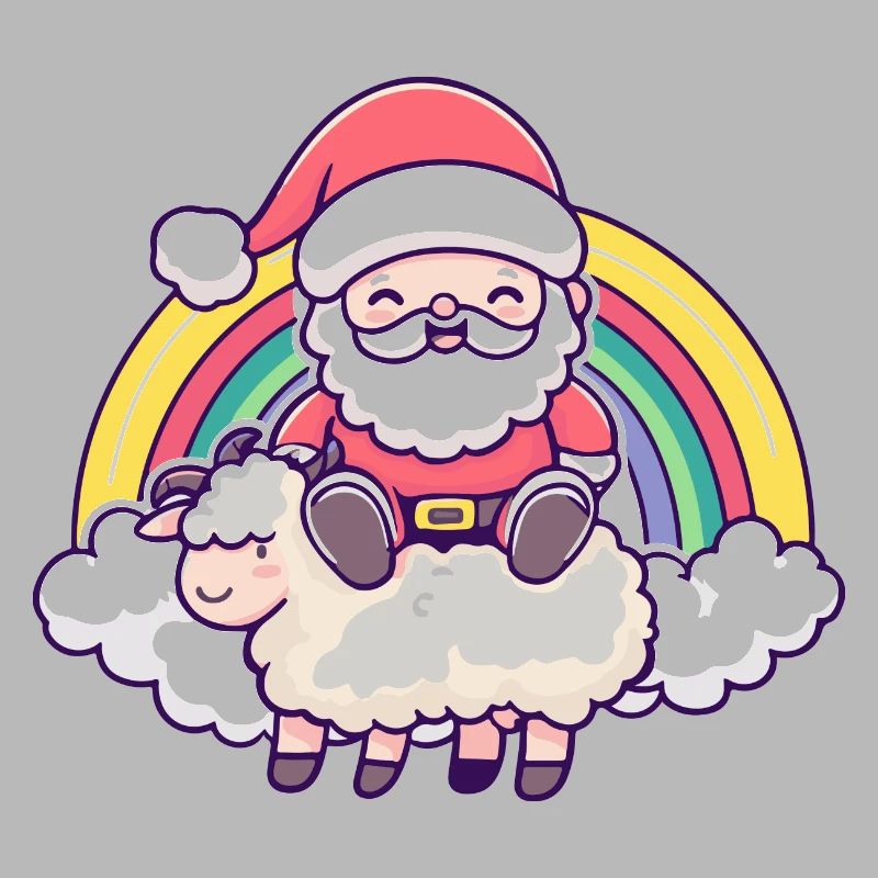 Schaf Weihnachtsmann Regenbogen