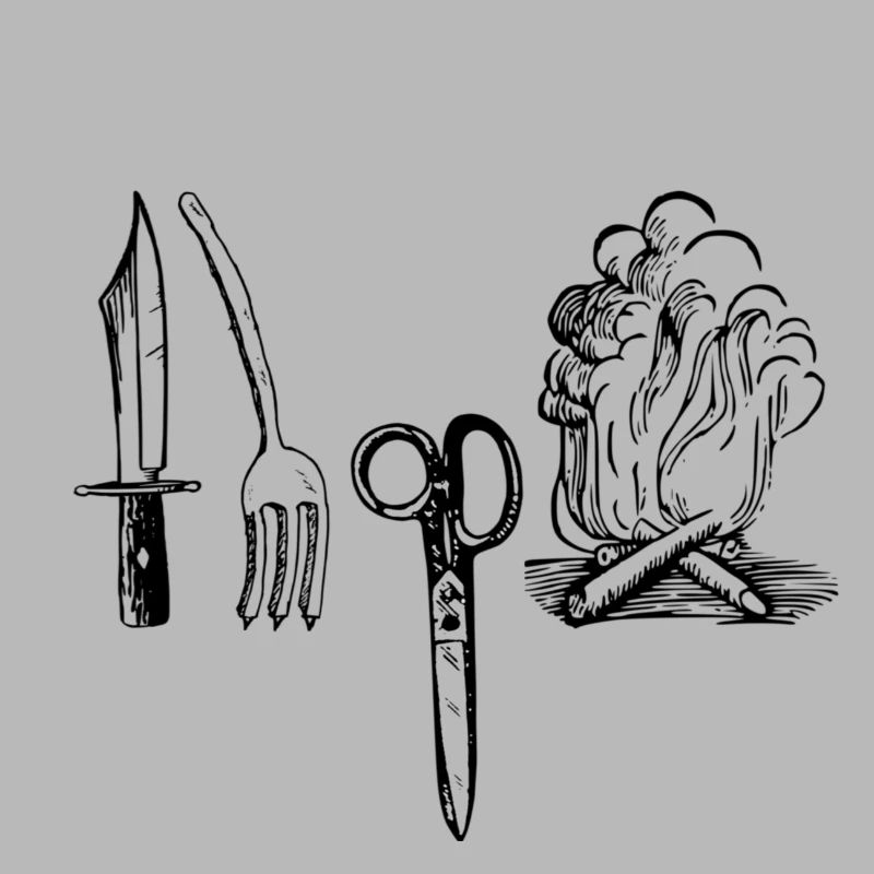 Kindermärchen fairy tale knife fork scissors light