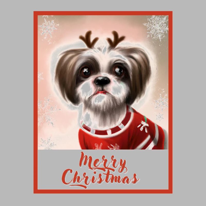 Mignon chien Shih tzu dans un pull de Noël.