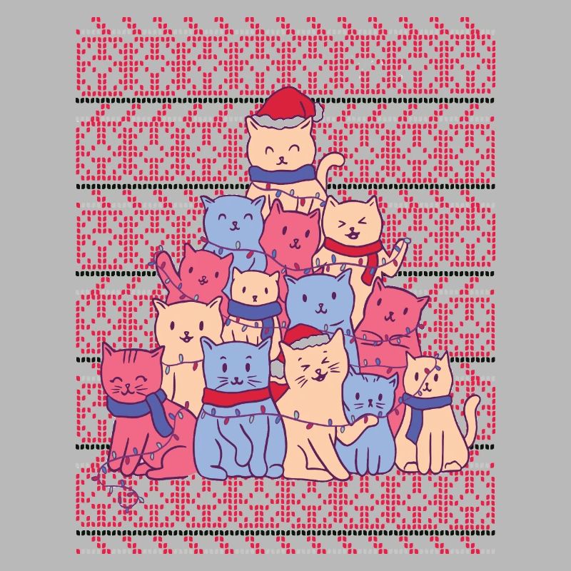 Pull de Noël laid sapin de chats