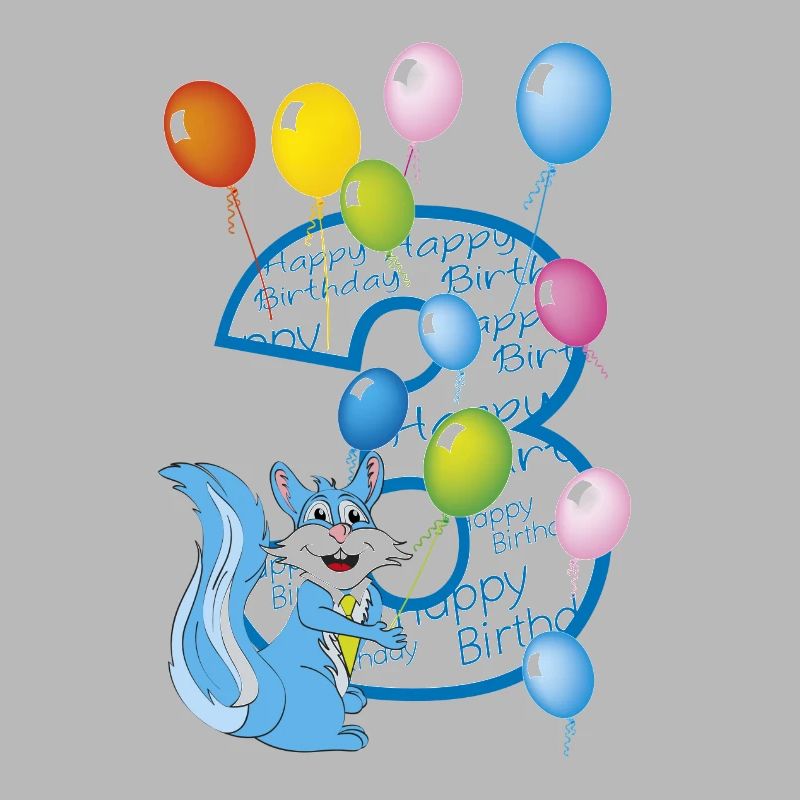 third birthday 3 years squirrel