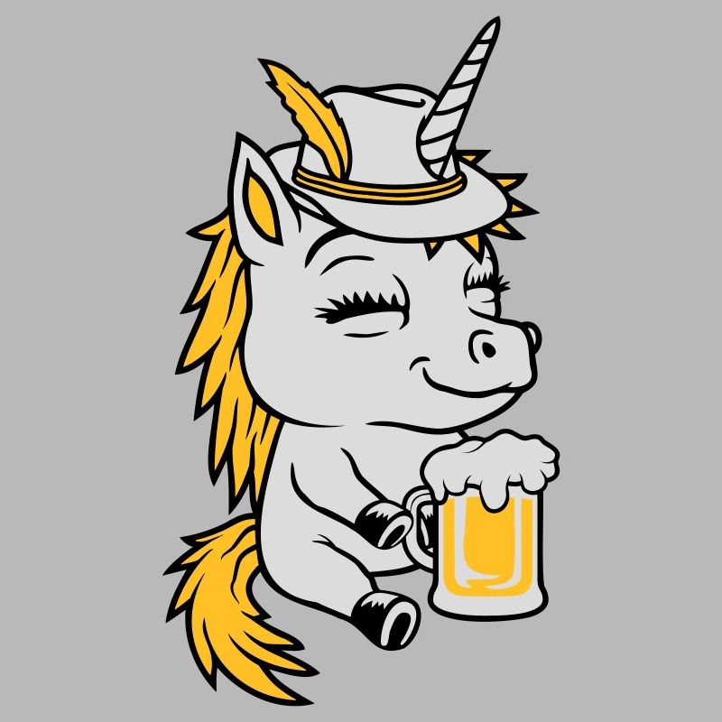 Bier trinkendes sitzendes Einhorn